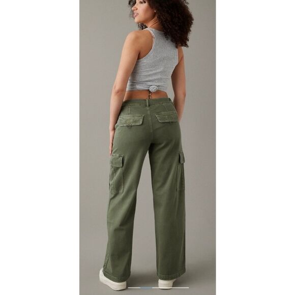 ✨AE Dreamy Drape Stretch Cargo Super High-Waisted Baggy Wide-Leg Sz 0 Pants✨ - Picture 3 of 9